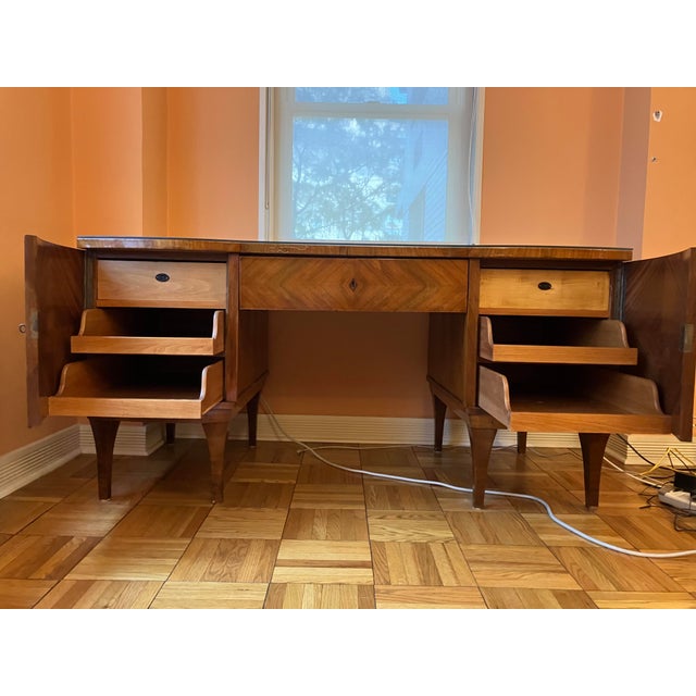 Art Deco Vintage Art Deco Desk With Glass Topper For Sale - Image 3 of 5