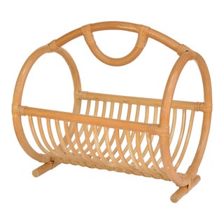 1970s Scandinavian Mosern, Rattan Newspaper Basket, Denmark For Sale