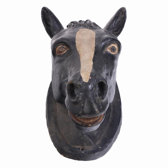 French Painted Terracotta Horse Head, Circa 1920 For Sale - Image 4 of 6