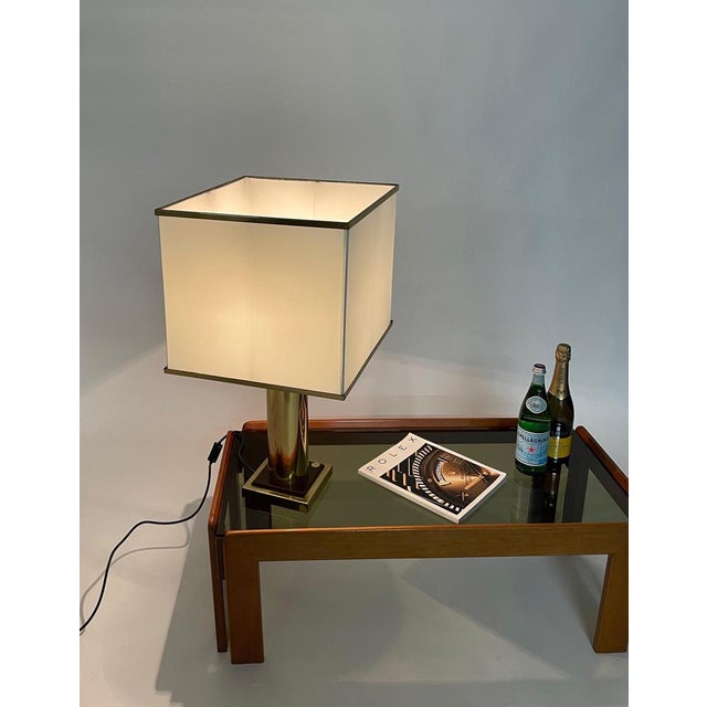 Table Lamp in Brass and White Silk Lampshade, Italy, 1970s For Sale - Image 11 of 14