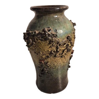 Mid 20th Century Brutalist Icelandic Lava Pottery Vase by Ragnar Kjartansson for Glit Studio Iceland For Sale