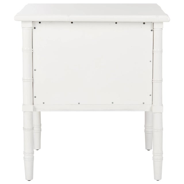 Modern Coastal 2 Drawer 25" H Bamboo Nightstand in White For Sale - Image 4 of 9