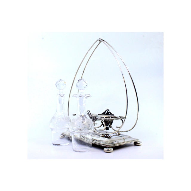 Silver and Acid-Etched Cruet Set, Set of 2, in Good conditions.