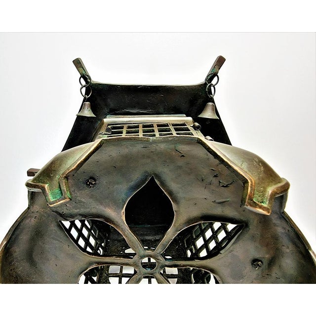 Large Chinese Bronze Lantern Ceiling Lamp, 1930s For Sale - Image 12 of 17