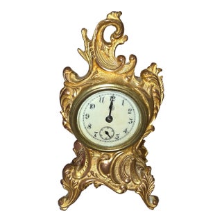 French Style Clock With Gold Finish For Sale