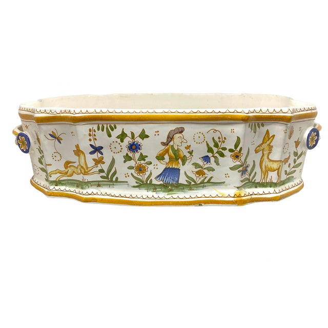 French 19th Century Vintage Faience Pottery Jardinaire For Sale - Image 9 of 9
