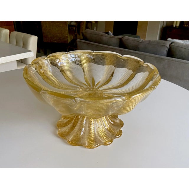 Traditional Large Barovier Coronado d'Oro Glass Centerpiece Bowl For Sale - Image 3 of 13