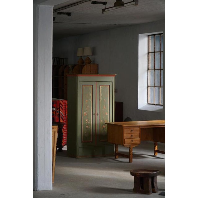 Wood Antique Danish Painted Cabinet with Floral Motifs, 1800s For Sale - Image 7 of 18