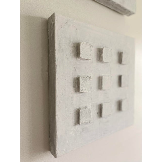 Plaster Textured Art Urban Modern Abstract Style Imitation Cement Block by Tatiana Duperault - Set of 2 For Sale - Image 4 of 5