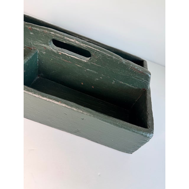 A Primitive painted caddy from England painted in a traditional deep green. There are three compartments which makes this...