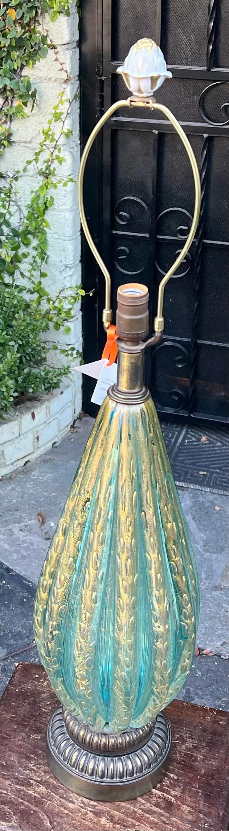 Mid Century Barovier & Toso Murano Blue Green & Gold Italian Art