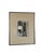 An original lithograph by Jean Carzou depicting a standing figure beside a tall window-like opening. Dense black linework...