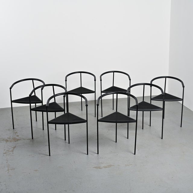 Black Millepunte Chairs by Peregalli and Calatroni for Zeus Noto, 1980s, Set of 8 For Sale - Image 8 of 13