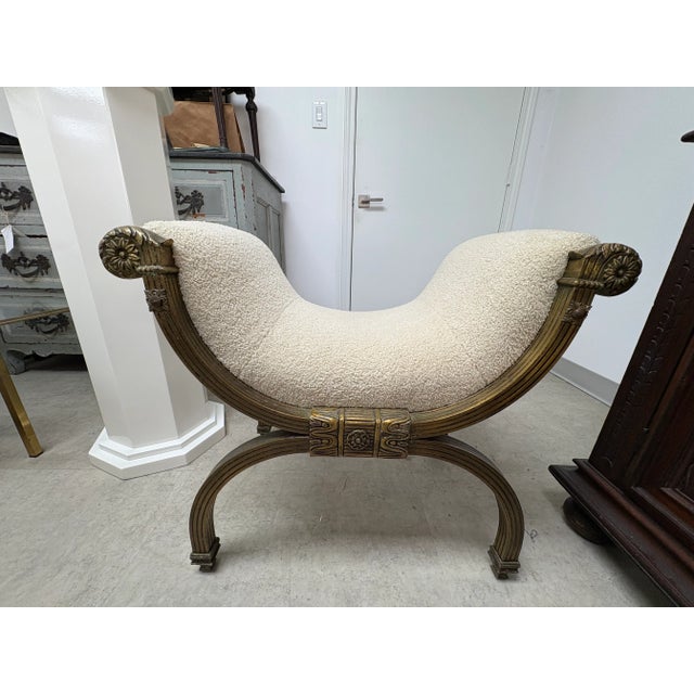 Neoclassical Mid 20th Century Italian Modern Neoclassical Style Bronze Curule Bench For Sale - Image 3 of 17