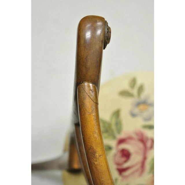 Brown Early 20th Century Vintage Italian Biedermeier Saber Leg Accent Side Chair With Needlepoint Seat For Sale - Image 8 of 12