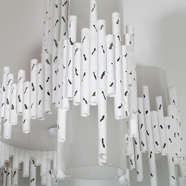 Brutalist torch cut chandelier attributed to Fantoni For Sale In New York - Image 6 of 7