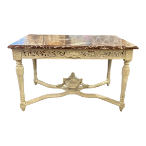 19th Century French Louis XVI Carved and Painted Center Table
