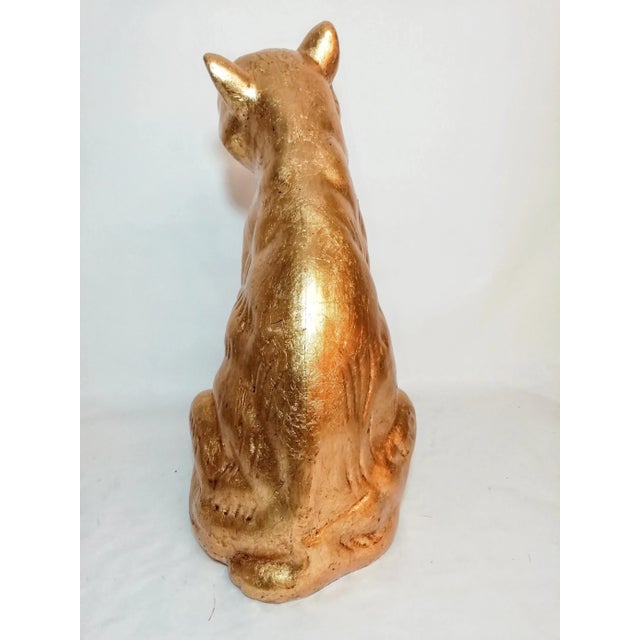 Ceramic Vintage Gold Leaf & Ceramic Tiger For Sale - Image 7 of 11