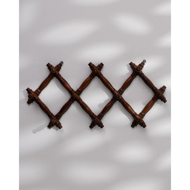 Brown Early 20th Century French Faux Bamboo Wooden Coat Hanger Rack For Sale - Image 8 of 12