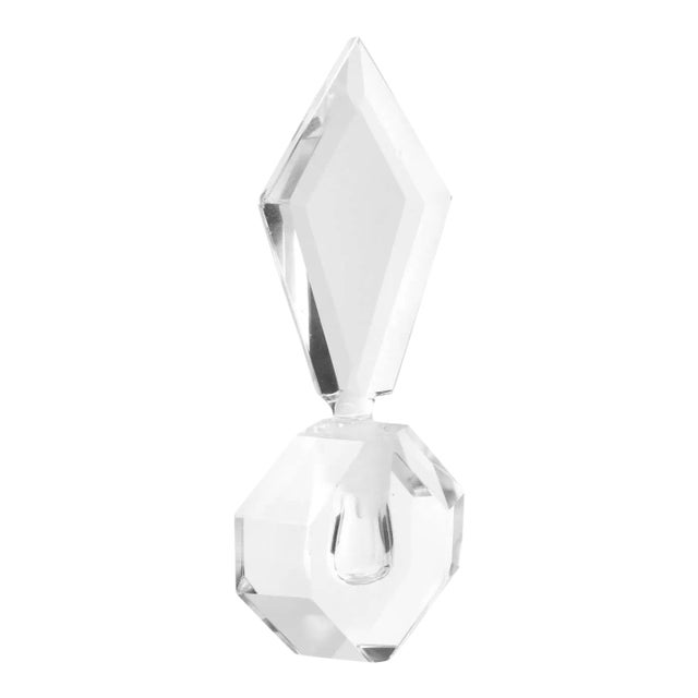 1940s Hollywood Regency Faceted Translucent Crystal Perfume Bottle For Sale