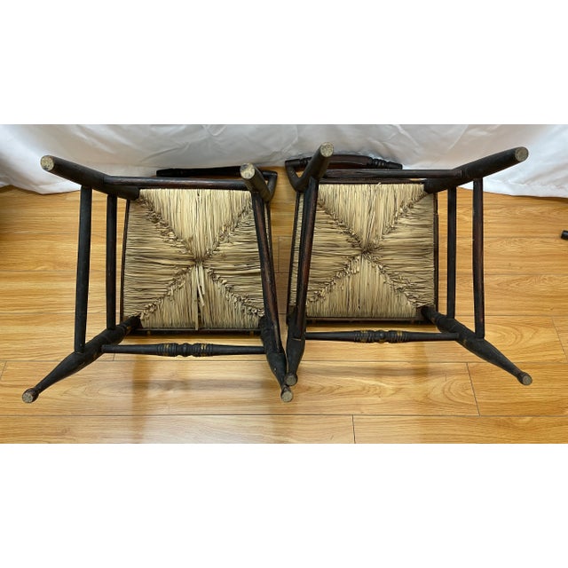 Pair of Sheraton Fancy Early 19th Century Hitchcock Chairs With Rush Seats For Sale - Image 11 of 11