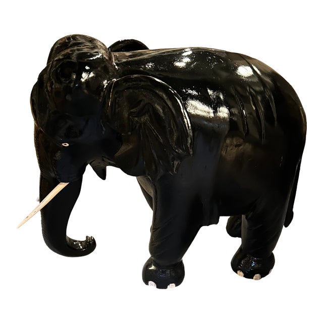 Large Teakwood Elephant Garden Seat Sculpture For Sale