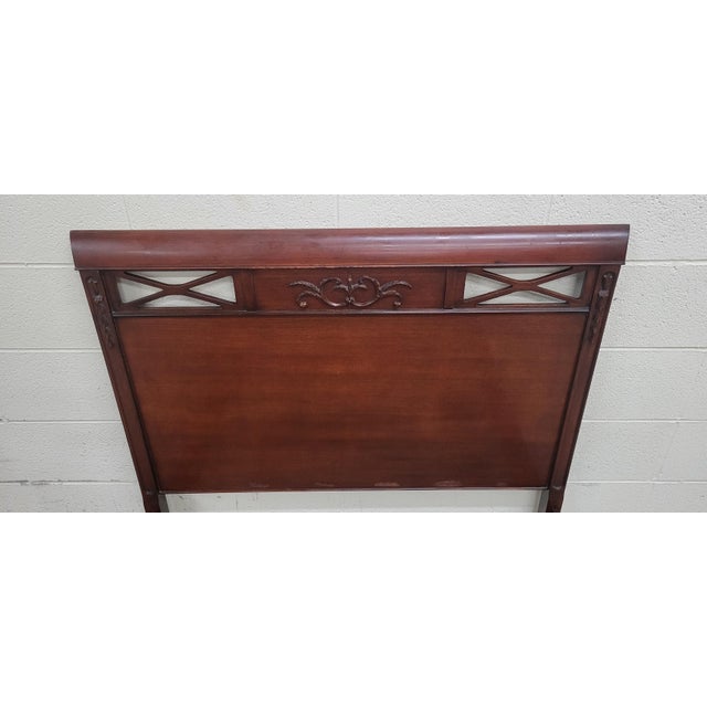 Brown Vintage Twin Size Cherry Sleigh Bed For Sale - Image 8 of 8