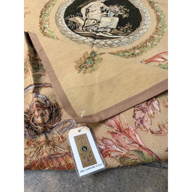 Tan Vintage Neoclassical Figural and Floral Tapestry – 8'3" × 3'6" For Sale - Image 8 of 8