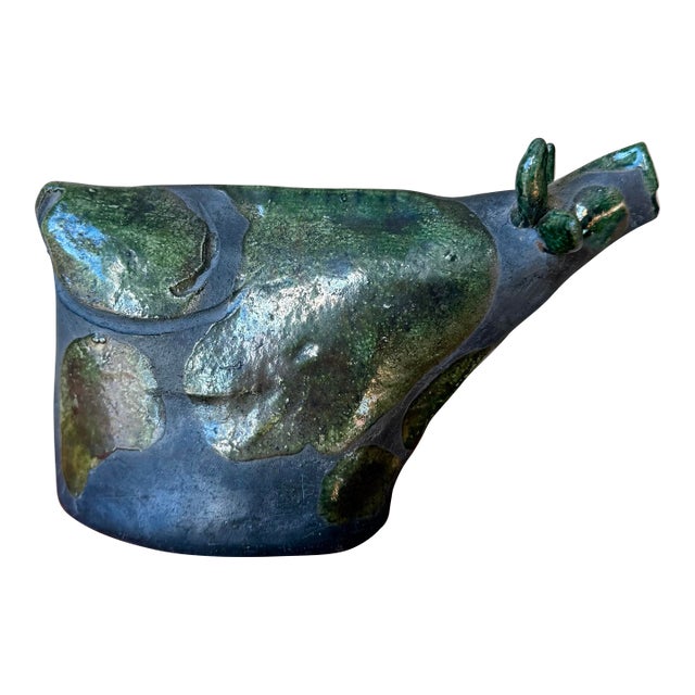 Raku Studio Art Pottery Spotted Cow For Sale
