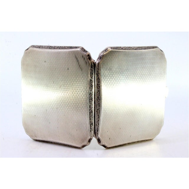 Guilloche Silver Cigarette Case with Beveled Corners For Sale - Image 5 of 8