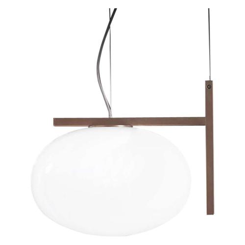Bronze Soto Alba One Arm Suspension Lamp with Glass by Mariana Pellegrino for Oluce For Sale - Image 6 of 7