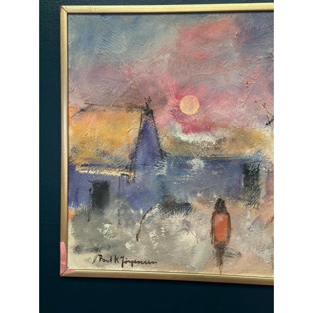 Poul K. Jörgensen, Figure in Landscape, 1950s, Oil on Panel, Framed For Sale - Image 9 of 14