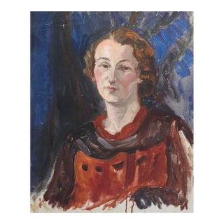 Vintage Impressionist Portrait Painting of Woman For Sale
