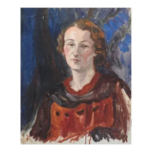 Vintage Impressionist Portrait Painting of Woman