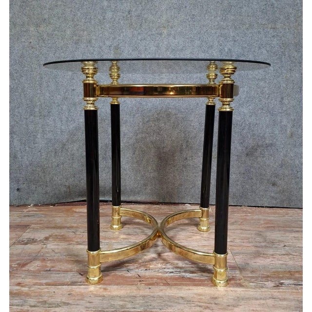 Metal Side Table in Brass and Glass, 1970s For Sale - Image 7 of 7