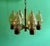 Six-armed brass chandelier with glass domes, Scandinavian lamp manufacturer, second half of the 20th century.