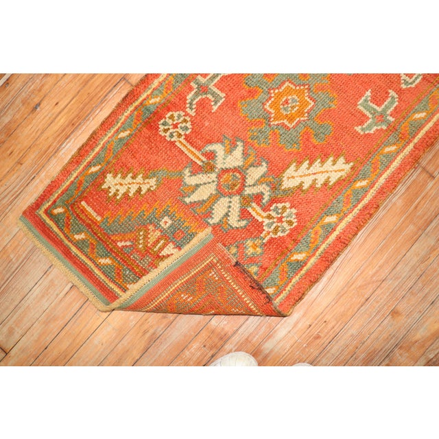 Contemporary Orange Antique Oushak Throw Rug For Sale - Image 3 of 18