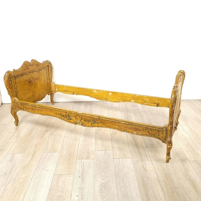 A Venetian daybed, Italy circa 1900. Listed width and depth are exterior measurements; interior measurements are 31.75" w...