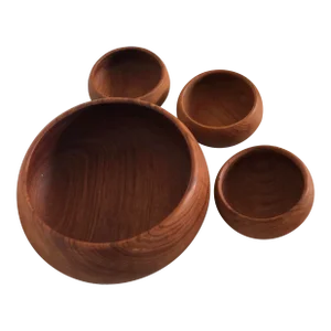 1960s Vintage Teak Serving Bowls-Set of 4