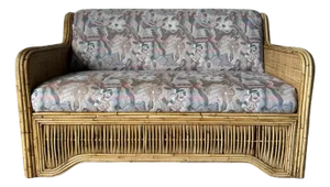Vintage Coastal Rattan Loveseat