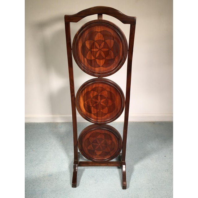 A Vintage Edwardian Inlaid Three-Tired Muffin Stand For Sale In New York - Image 6 of 8