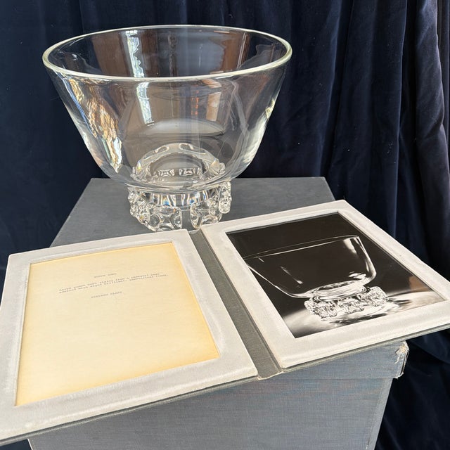 Mid 20th Century Steuben Crystal Footed Pedestal Punch Bowl For Sale - Image 9 of 11