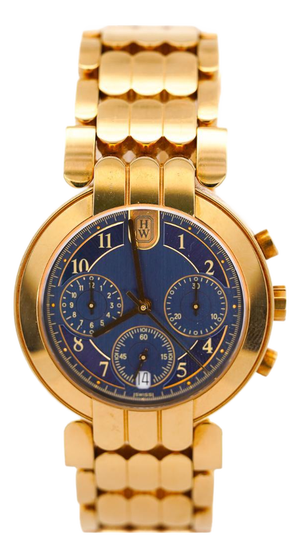 Harry Winston Premier Chronograph 18k Yellow Gold Navy Dial Mens Luxury Watch