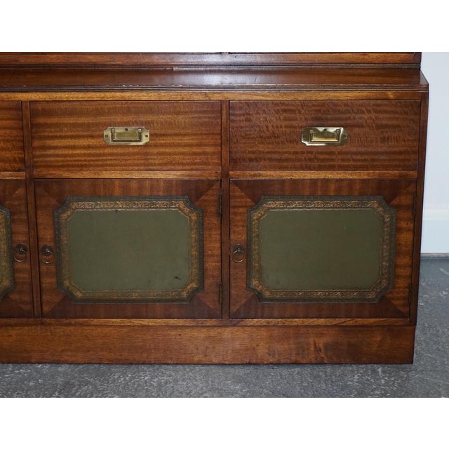 Vintage Bevan Funnell Military Campaign Bookcase with Embossed Leather Doors, 1950s For Sale - Image 13 of 18