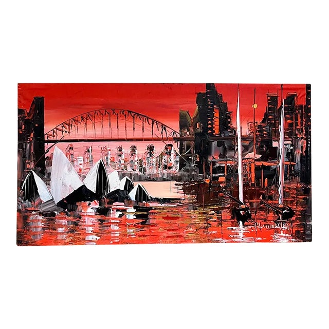 Vivid Color Sydney Cityscape Oil Painting Artwork by Mark Kasav For Sale