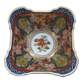 Japanese Imari Arita Yaki Kisen Kiln Vivid Gokunishiki Porcelain Square Bowl For Sale