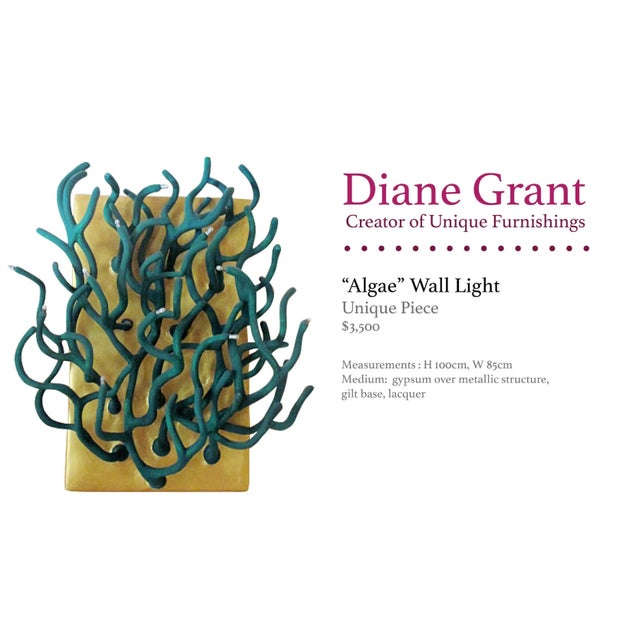 Oversized 'Algae' wall lamp by Diane Grant. Unique piece. Gypsum over solid metallic structure, gilt base, lacquer....