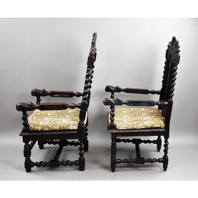 Antique Carved Throne Chairs, 1890, Set of 2 For Sale - Image 13 of 16