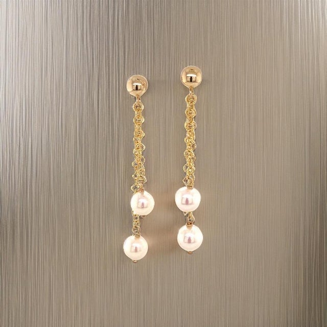 Traditional Akoya Pearl Earrings 14k Yellow Gold Certified For Sale - Image 3 of 14