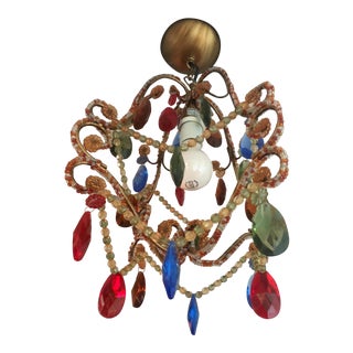 Boho Chic Colorful Beaded Chandelier For Sale